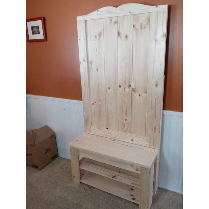 Union Rustic Beeler Pine Solid Wood Hall Tree with Bench and Shoe